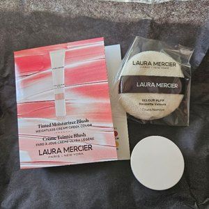 LAURA MERICIER - THREE PIECE KIT - MOISTURIZER BLUSH/PUFF & TRANS POWDER - NEW